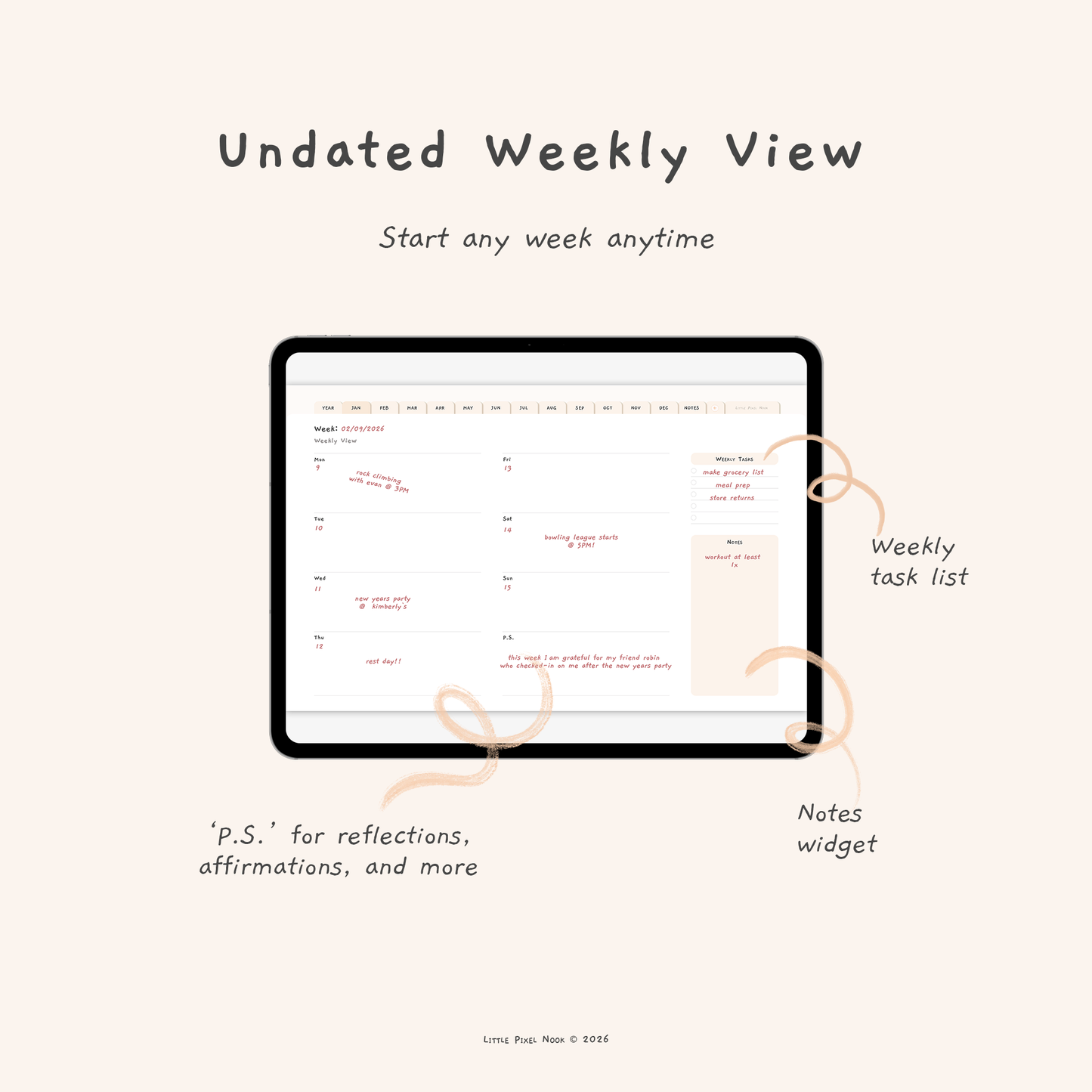 Undated Yearly Digital Planner